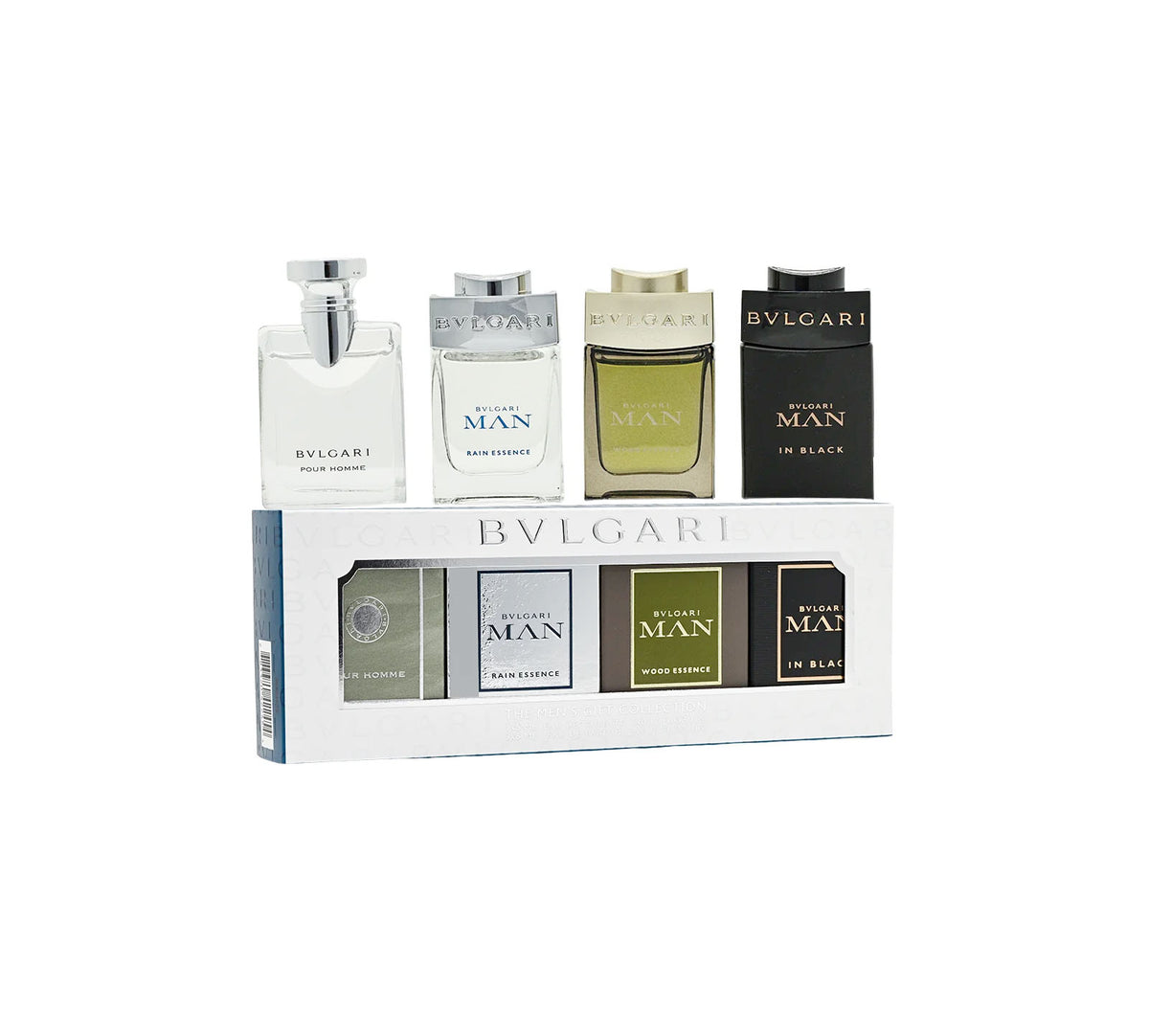 Bvlgari Miniatures For Him Gift Set 5ml Pour Homme EDT + 5ml Man Rain Essence EDP + 5ml Man Wood Essence EDP + 5ml Man In Black EDP