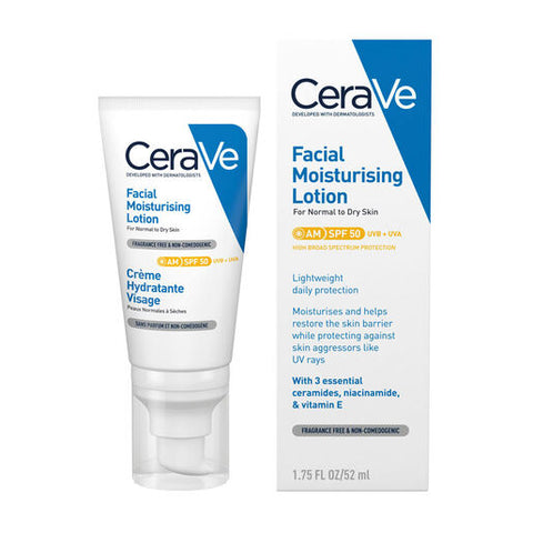 CeraVe AM Facial Moisturising Lotion SPF50 52ml - Normal to Dry Skin - PerfumezDirect®