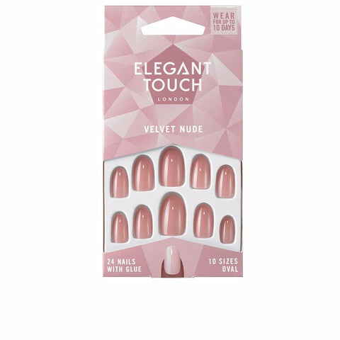 ELEGANT TOUCH POLISHED COLOUR 24 nails with glue oval #velvet nude - PerfumezDirect®