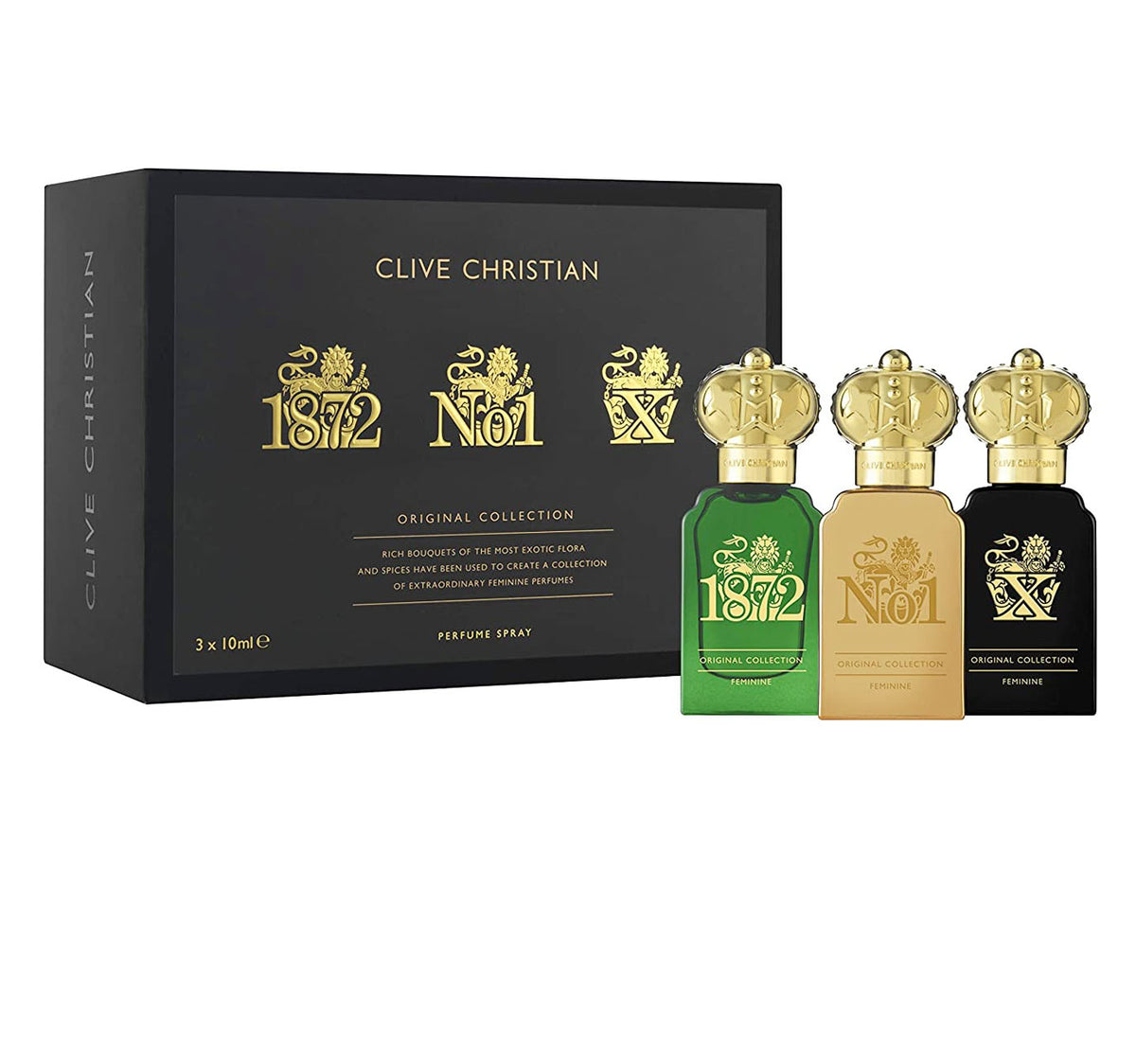 Clive Christian Feminine Traveller Gift Set 10ml 1872 EDP + 10ml No1 EDP + 10ml X EDP