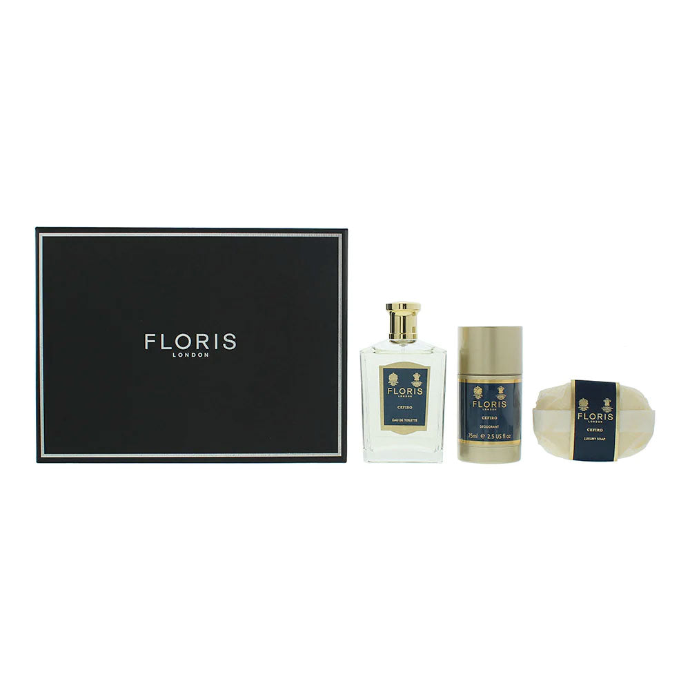 Floris Cefiro Gift Set 100ml EDT + 100g Soap + 75ml Deodorant Stick