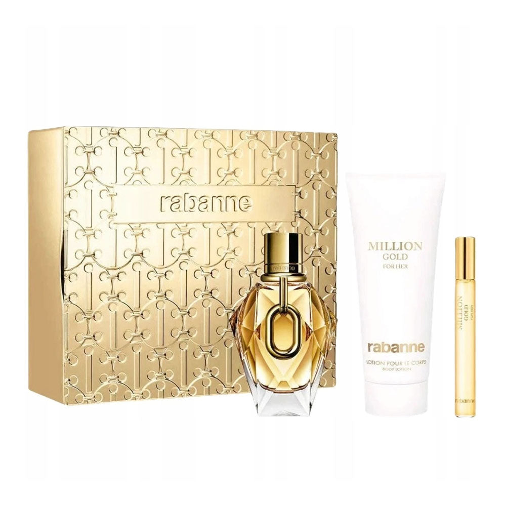 Paco Rabanne Million Gold for Her Gift Set 90ml EDP + 100ml Body Lotion + 10ml EDP