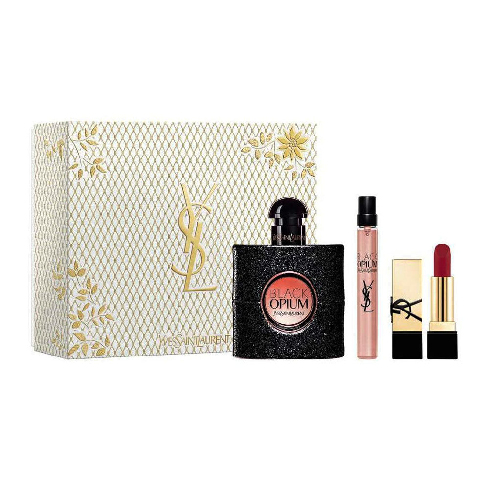 Yves Saint Laurent Black Opium Gift Set 50ml EDP + 10ml EDP + Mini Rouge Pur Couture Lipstick - Rouge Muse