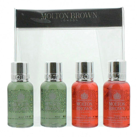 Molton Brown Gift Set 2 x 30ml Festive Frankincense & Allspice Hand Wash + 2 x 30ml Fabled Juniper Berries & Lapp Pine Body Wash - PerfumezDirect®