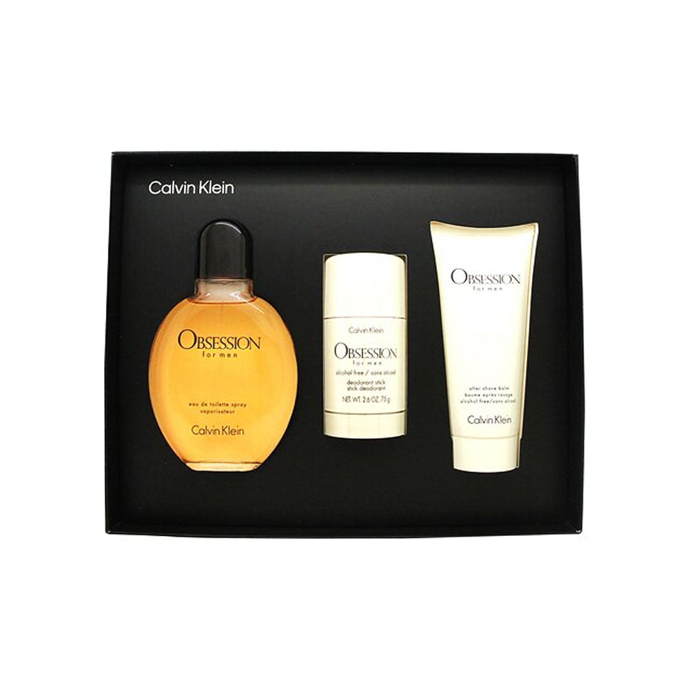 Calvin Klein Obsession Gift Set 125ml EDT + 75ml Aftershave Balm + 75g Deodorant Stick