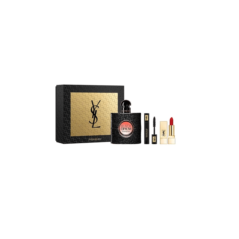 Yves Saint Laurent Black Opium Gift Set 50ml EDP + 2ml Volume Effet Faux Cils Mascara - 01 + 1.3g Rouge Pur Couture Lipstick - 01 - PerfumezDirect®