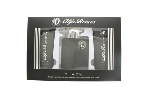 Alfa Romeo Black Gift Set 125ml EDT + 100ml Shower Gel + 100ml Aftershave Balm - PerfumezDirect®
