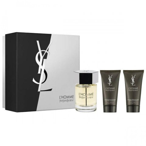 Yves Saint Laurent L Homme Gift Set 100ml EDT + 2 x 50ml After Shave Balm - PerfumezDirect®