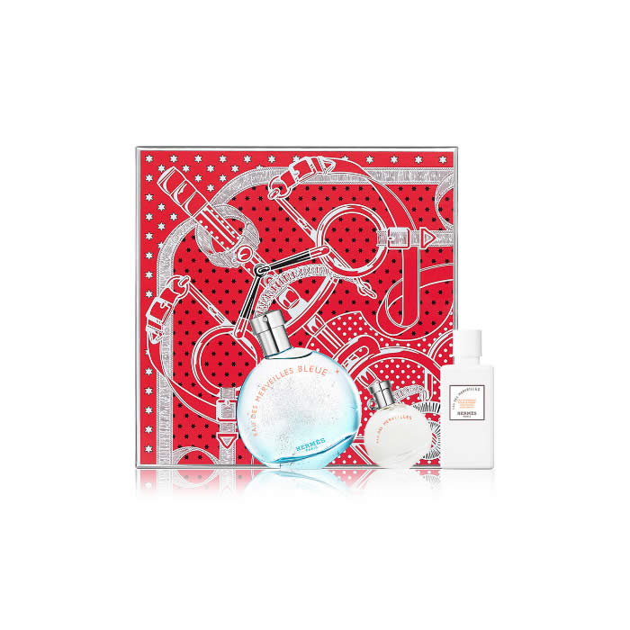 Hermès Eau des Merveilles Bleue Eau de Toilette Spray 50ml Set 3 Pieces 2018 - PerfumezDirect®