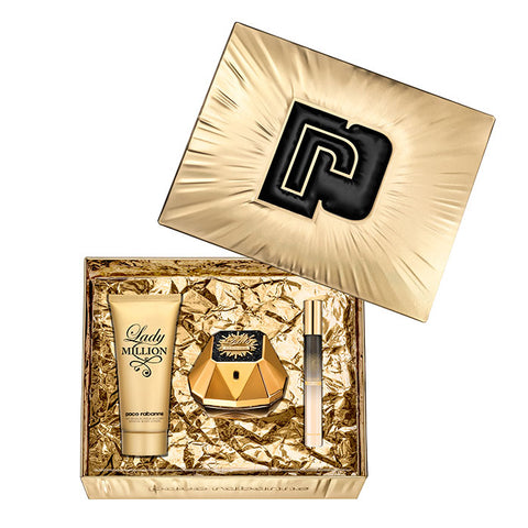 Paco Rabanne Lady Million Fabulous Eau De Parfum Intense Spray 80ml Set 3 Pieces - PerfumezDirect®