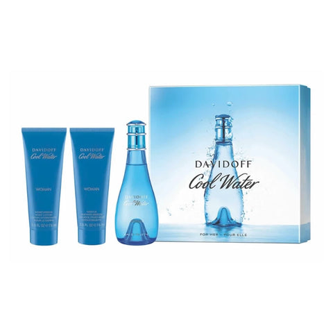 Davidoff Cool Water Woman Eau De Toilette Spray 100ml Set 3 Pieces 2019 - PerfumezDirect®