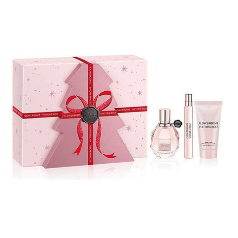 Viktor & Rolf FlowerBomb Christmas Edition Gift Set 50ml EDP + 10ml EDP + 50ml Body Cream - PerfumezDirect®