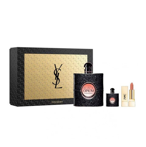 Yves Saint Laurent Black Opium Gift Set 90ml EDP + Rouge Pur Couture Lipstick - Shade 70 + 7.5ml EDP - PerfumezDirect®
