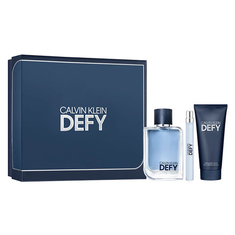 Calvin Klein Defy Eau De Toilette Spray 100ml + Shower Gel 100ml + Spray 10ml - PerfumezDirect®