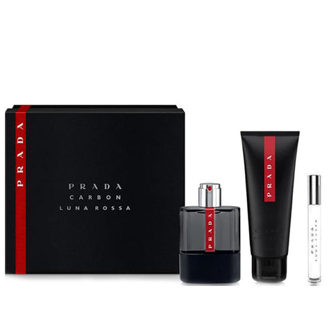 Prada Luna Rossa Carbon Eau De Toilette Spray 100ml Set 3 Pieces 2019 - PerfumezDirect®