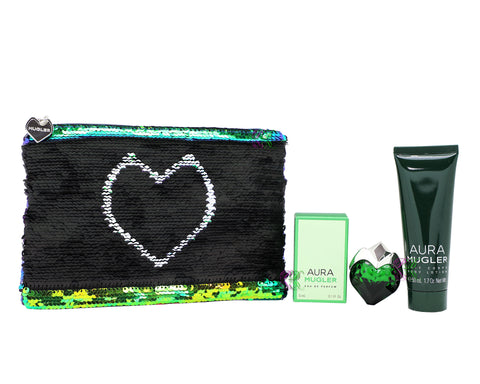 Thierry Mugler Aura Edp 5ml Perfume Body Lotion 50ml Make up Bag Gift Set Women - PerfumezDirect®