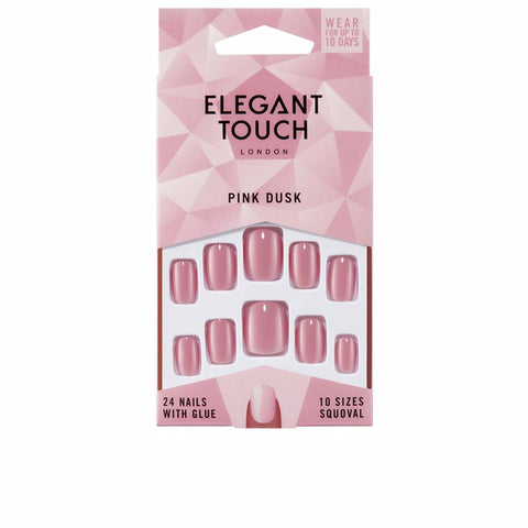 ELEGANT TOUCH POLISHED COLOUR 24 nails with glue squoval #pink dusk - PerfumezDirect®