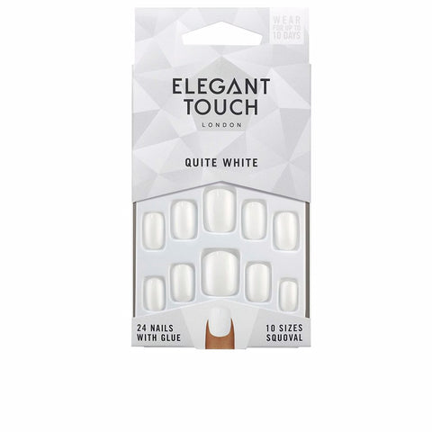 ELEGANT TOUCH POLISHED COLOUR 24 nails with glue squoval #quite white - PerfumezDirect®
