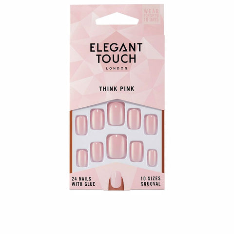 ELEGANT TOUCH POLISHED COLOUR 24 nails with glue squoval #think pink - PerfumezDirect®