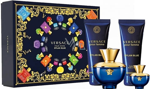 Versace Pour Femme Dylan Blue Gift Set 100ml EDP + 5ml EDP + 100ml Shower Gel + 100ml Body Lotion - PerfumezDirect®